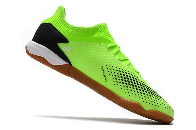 Adidas Predator Vert Noir Haut en Maille Perforé Semelle en Caoutchouc Outsole Chaussures de Football Indoor 23