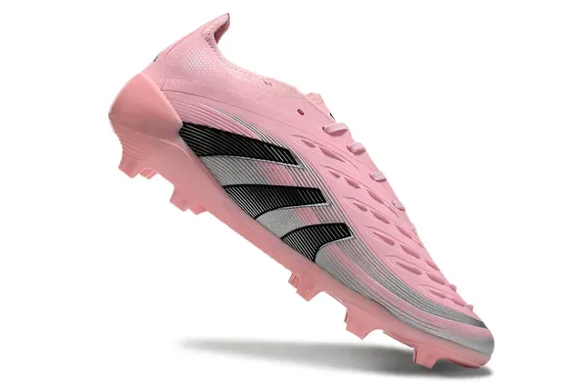 Adidas Predator Botas de fútbol bajo rosa negro cordones asimétricos superficie firme 2