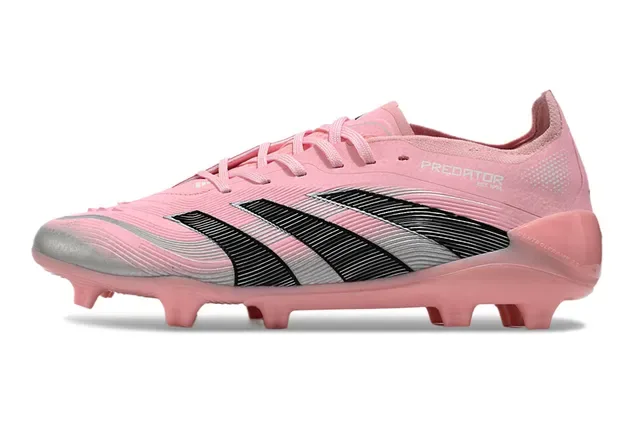 Adidas Predator Botas de fútbol bajo rosa negro cordones asimétricos superficie firme 3