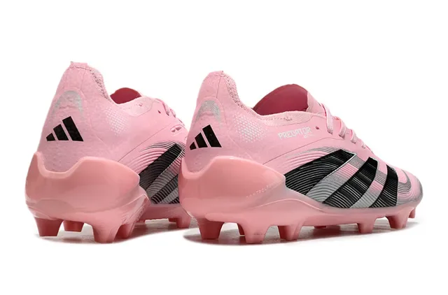 Adidas Predator Botas de fútbol bajo rosa negro cordones asimétricos superficie firme 5