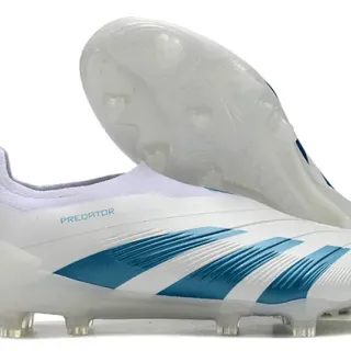 Adidas Predator Chaussures de football blanc et bleu pour terrain ferme