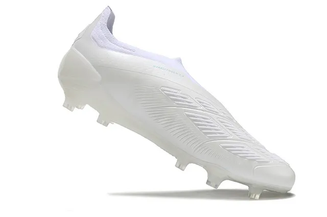 Adidas Predator Tênis de futebol branco e azul para gramado firme 2