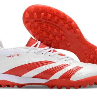 Adidas Predator Chaussures de football blanches et rouges Turf