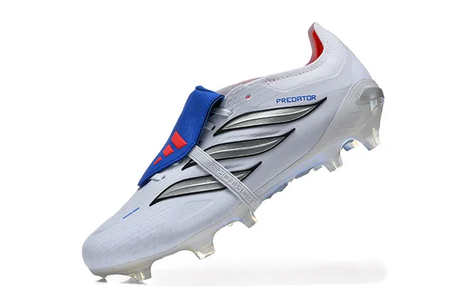 Adidas Predator Branco Azul Sem Cadarços Fechamento de Tirante Iridescente Holográfico Solado Césped Natural Sapatos de Futebol 12
