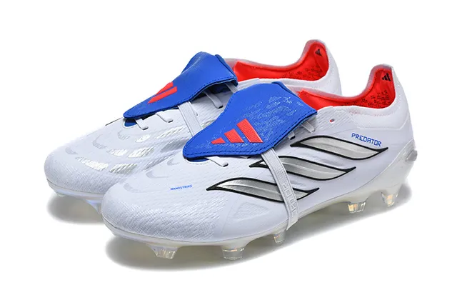 Adidas Predator Branco Azul Sem Cadarços Fechamento de Tirante Iridescente Holográfico Solado Césped Natural Sapatos de Futebol 15