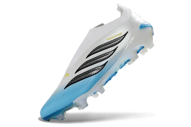 Adidas Predator सफेद नीला मोजा फिट कॉलर इंद्रधनुषीय एड़ी काउंटर फर्म ग्राउंड फुटबॉल जूते 3