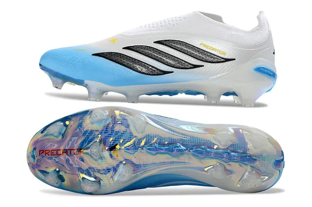 Adidas Predator सफेद नीला मोजा फिट कॉलर इंद्रधनुषीय एड़ी काउंटर फर्म ग्राउंड फुटबॉल जूते 6