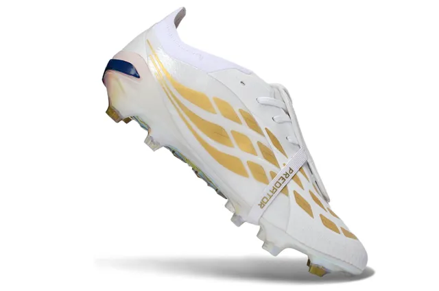 Adidas Predator Branco Dourado Holográfico Solo Firme Sapatos de Futebol 2