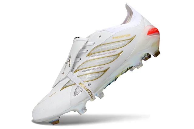 Adidas Predator Branco Dourado Holográfico Solo Firme Sapatos de Futebol 3