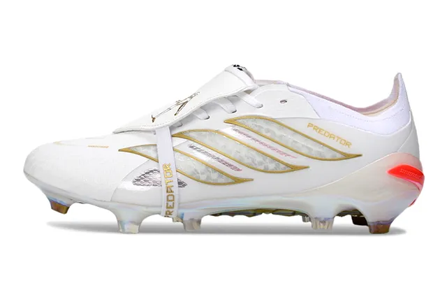 Adidas Predator Branco Dourado Holográfico Solo Firme Sapatos de Futebol 7