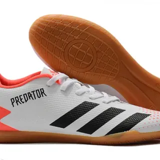 Adidas Predator White Orange Low-Top Synthetic Mesh Upper Indoor Soccer Shoes