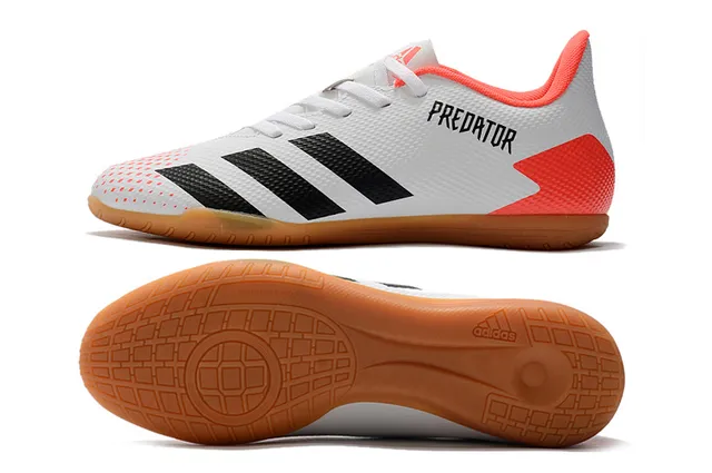 Adidas Predator Blanco Naranja Zapatos de Fútbol Indoor Sintético Malla Superior Bajo 11