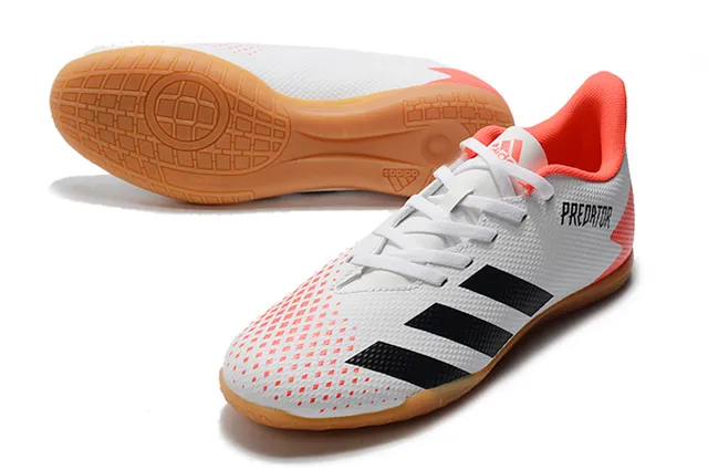Adidas Predator Blanco Naranja Zapatos de Fútbol Indoor Sintético Malla Superior Bajo 15