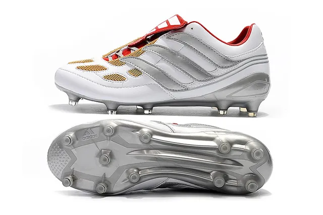 Adidas Predator White Silver Red Gold Firm-Ground أحذية كرة القدم للأرض الصلبة 2