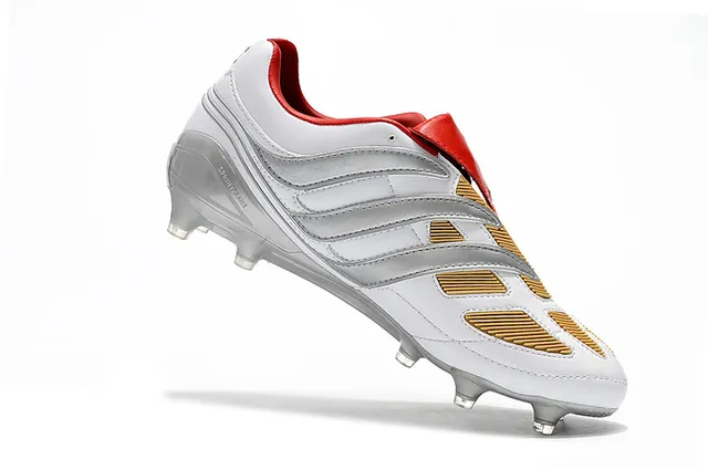 Adidas Predator White Silver Red Gold Firm-Ground أحذية كرة القدم للأرض الصلبة 3