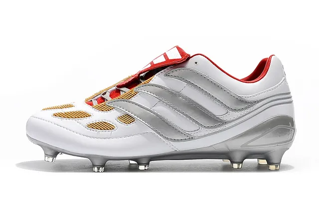 Adidas Predator White Silver Red Gold Firm-Ground أحذية كرة القدم للأرض الصلبة 5