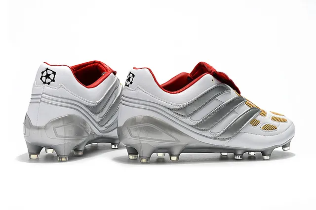 Adidas Predator White Silver Red Gold Firm-Ground أحذية كرة القدم للأرض الصلبة 10