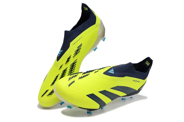 Adidas Predator पीला नेवी नियोन और सॉक-फिट अपर फर्म-ग्राउंड सोकर जूते 2