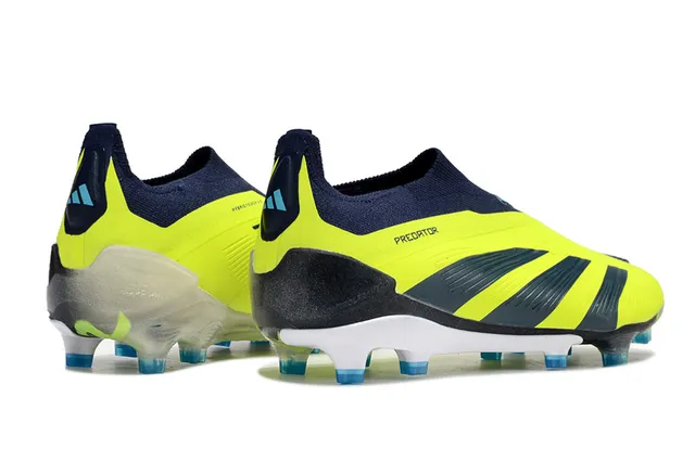 Adidas Predator पीला नेवी नियोन और सॉक-फिट अपर फर्म-ग्राउंड सोकर जूते 4