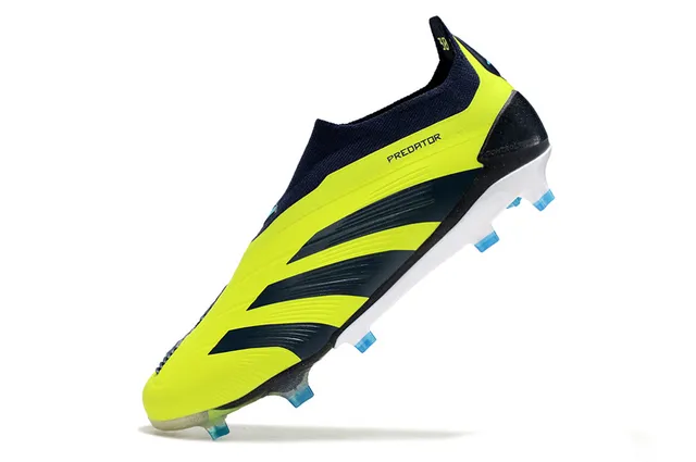 Adidas Predator पीला नेवी नियोन और सॉक-फिट अपर फर्म-ग्राउंड सोकर जूते 6