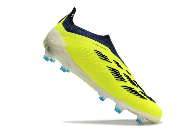 Adidas Predator पीला नेवी नियोन और सॉक-फिट अपर फर्म-ग्राउंड सोकर जूते 7