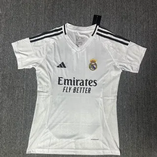 Adidas Real Madrid Home White Black V-Neck Short-Sleeve Jersey