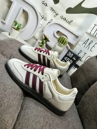 Adidas Samba Off-White e Burgundy tênis lifestyle 7