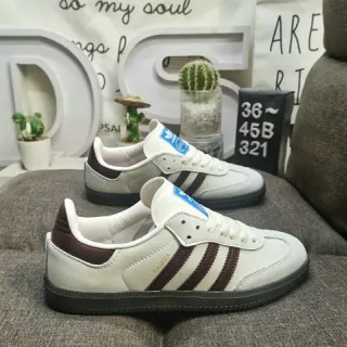 Adidas Samba Off-White و Burgundy حذاء أسلوب حياة