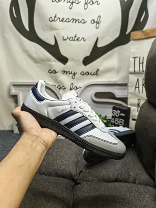 Adidas Samba White and Navy Lifestyle Sneakers 5