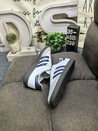 Adidas Samba White and Navy Lifestyle Sneakers 6