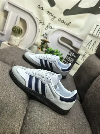 Adidas Samba White and Navy Lifestyle Sneakers 7