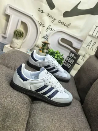 Adidas Samba White and Navy Lifestyle Sneakers 9