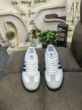 Adidas Samba White and Navy Lifestyle Sneakers 10