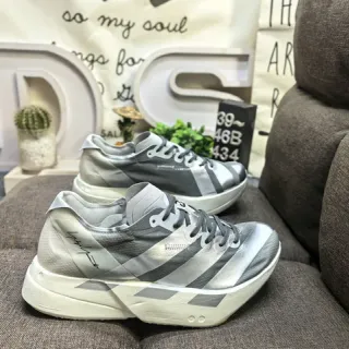 Adidas فضي أبيض معدني بناء لوحات علوية متعددة الطبقات حذاء أسلوب حياة