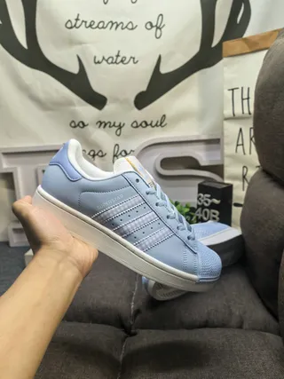 Adidas Superstar Blue White Shell-Toe Perforated Cap Lifestyle Sneakers 5