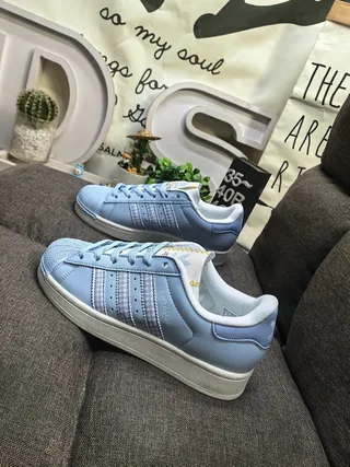 Adidas Superstar Blue White Shell-Toe Perforated Cap Lifestyle Sneakers 7