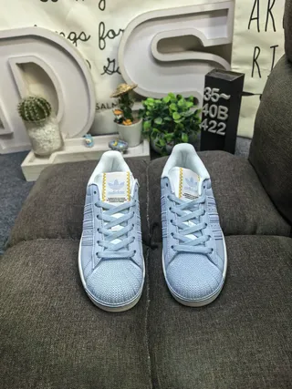 Adidas Superstar Blue White Shell-Toe Perforated Cap Lifestyle Sneakers 10