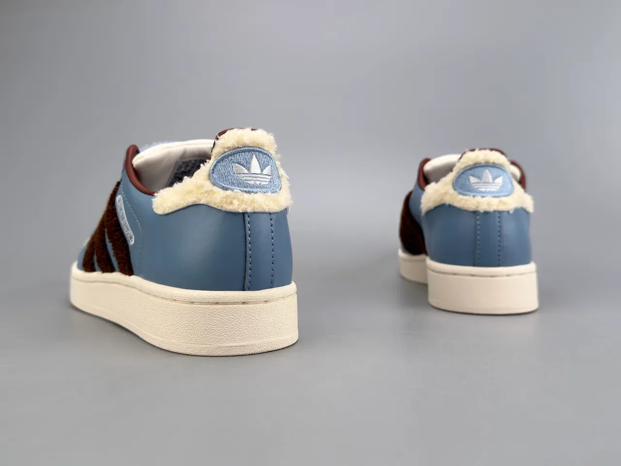 Adidas Superstar Zapatillas Lifestyle Azul Polvoriento Marrón con Rayas de Shearling 6
