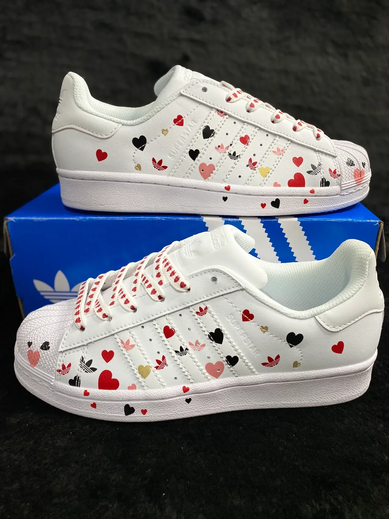 Adidas Superstar Impression de Cœur Blanc Sneakers Lifestyle 10