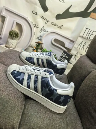Adidas Superstar Star-Print Navy حذاء أسلوب حياة 7