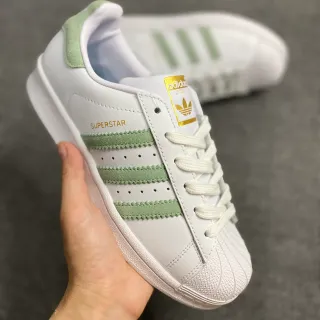 Adidas Superstar أبيض وأخضر نعناع حذاء رياضي نمط حياة