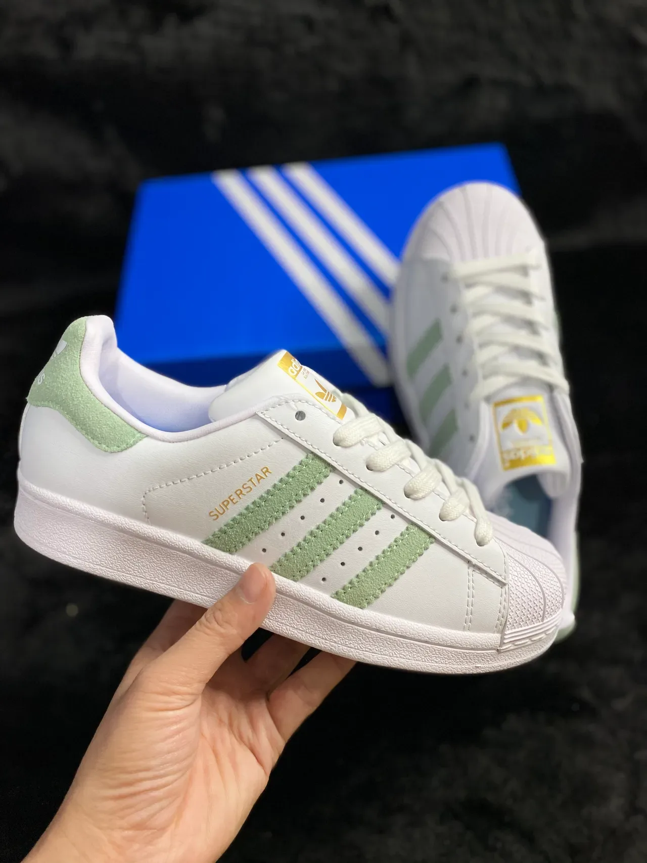 Adidas Superstar White and Mint Green Lifestyle Sneakers 13