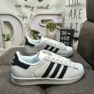 Adidas Superstar أبيض أسود لايف ستايل أحذية رياضية