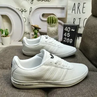 Adidas أحذية أسلوب حياة أبيض أسود منخفض التوب جلدي العلوي