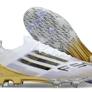 Adidas Zapatillas de fútbol Blanco y Oro Cuello tipo calcetín Contrafuerte Superficie Firme
