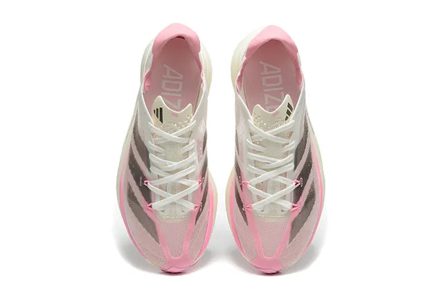 Adidas White Pink Engineered Mesh Upper Low-Profile Racing Silhouette Running Shoes 2