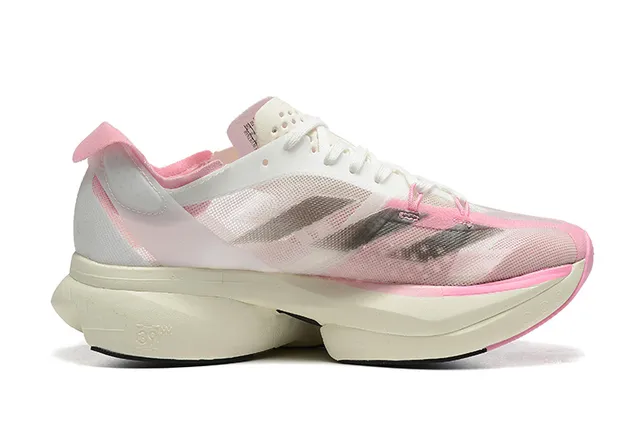 Adidas White Pink Engineered Mesh Upper Low-Profile Racing Silhouette Running Shoes 5