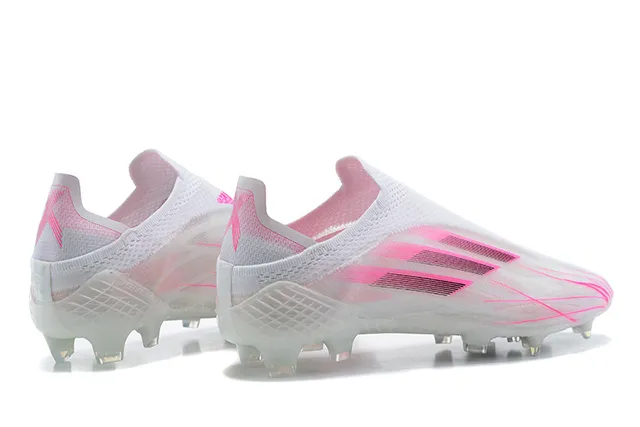 Adidas أحذية كرة القدم أبيض وردي، ملائم للجوارب، upper محبوك، طبقة السلة الشفافة، أرضية صلبة 2