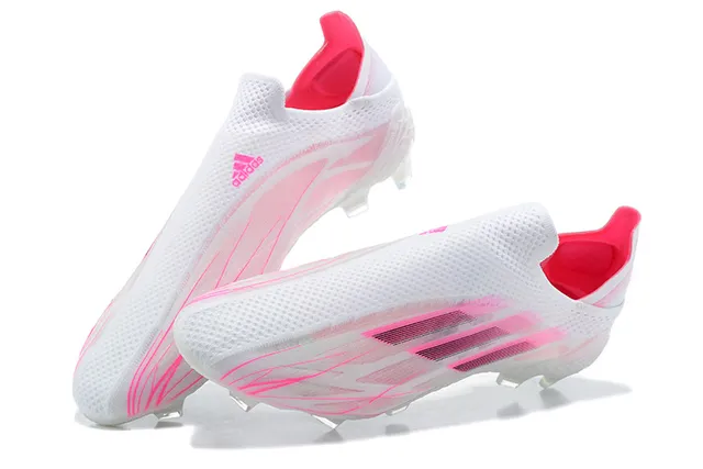 Adidas أحذية كرة القدم أبيض وردي، ملائم للجوارب، upper محبوك، طبقة السلة الشفافة، أرضية صلبة 4