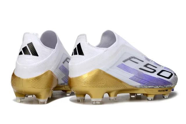 Adidas X 50+ Lightstrike Pro सादा सোনা बेगुनी फार्म ग्राउंड फुटबॉल जूतो 5